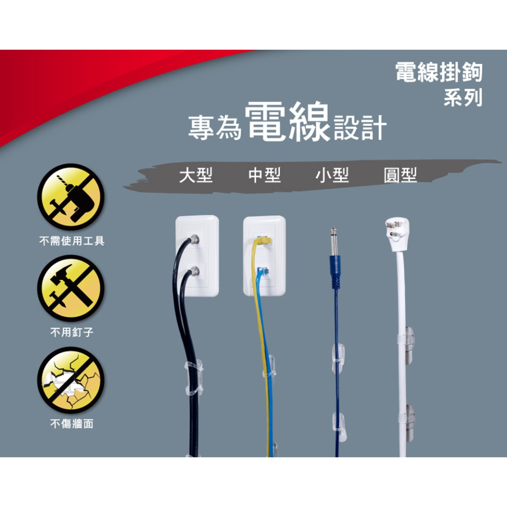 《 Chara 微百貨 》 3M 無痕 電線 整理器 17304 掛鉤 透明 大型 中型 小型 圓型 平型-細節圖8