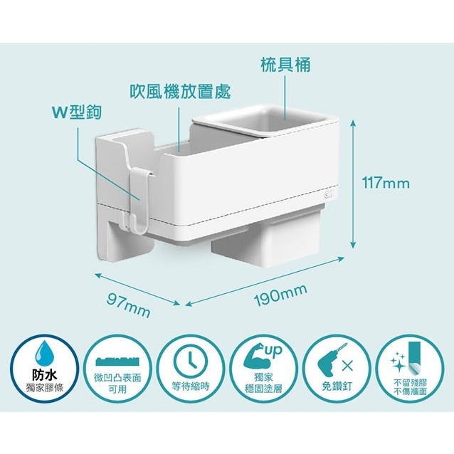 《 Chara 微百貨 》 3M 無痕 極淨 防水 收納 系列 吹風機 收納架 17716 團購 批發-細節圖3
