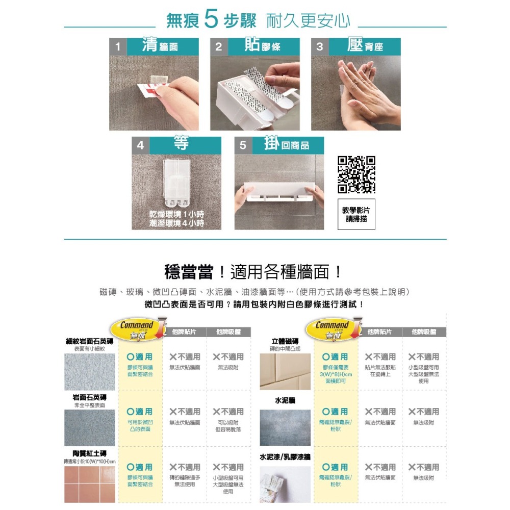 《 Chara 微百貨 》 3M 無痕 極淨 防水 收納 系列 吹風機 收納架 17716 團購 批發-細節圖5