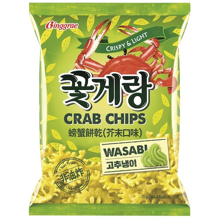 《 Chara 微百貨 》 韓國 Binggrae 賓格利 螃蟹 餅乾 系列 70g 原味 芥末 炒碼 醬油-細節圖3
