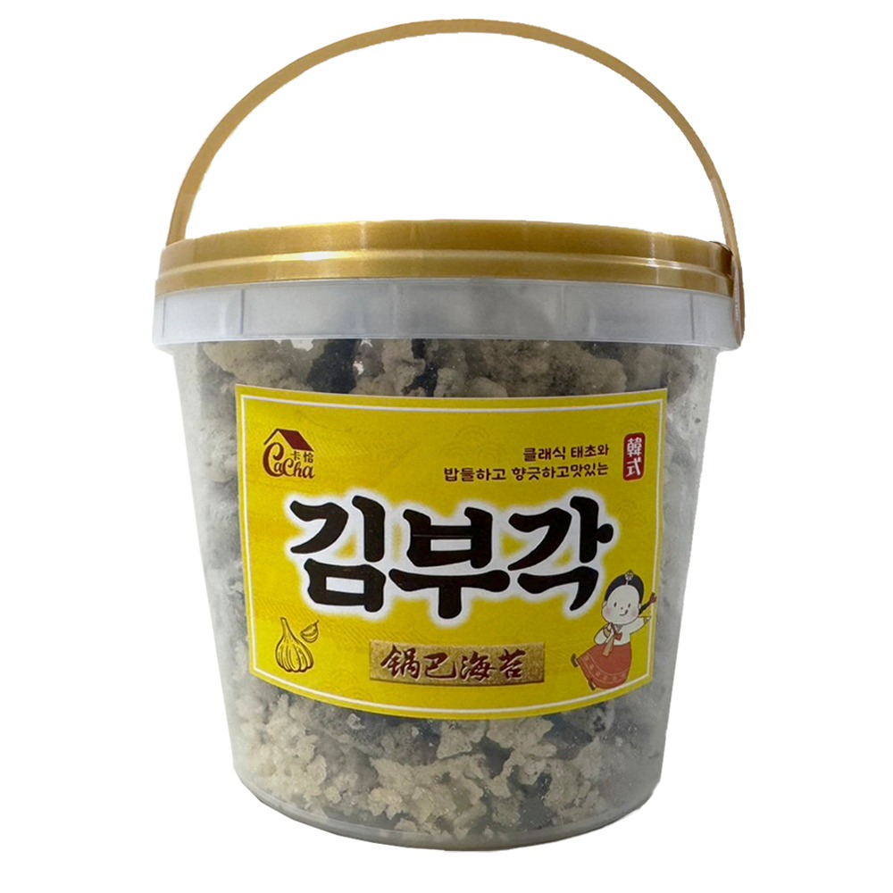 《 Chara 微百貨 》卡恰 韓式 鍋巴 海苔 130g 桶裝 蒜香風味 椒鹽風味-細節圖2