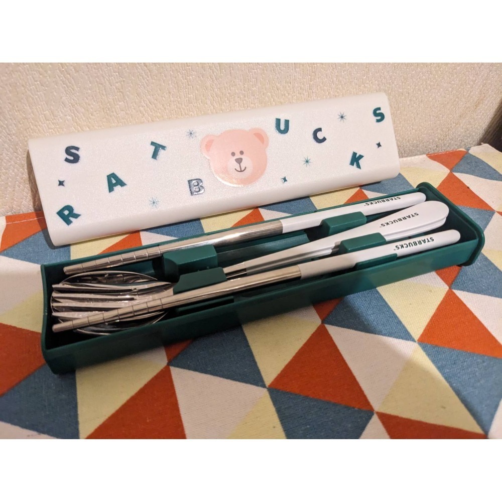 (現貨) STARBUCKS星巴克餐具組(米色) (收納盒內含筷子湯匙叉子) 餐具-規格圖3