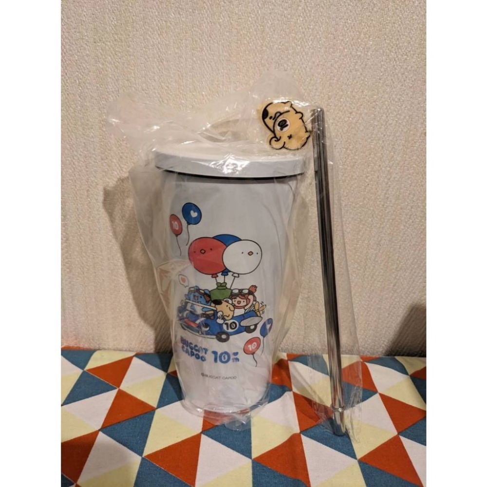 (現貨) 7-11 貓貓蟲 咖波 吸管杯 304不鏽鋼吸管杯 雙層吸管杯 (白色)-規格圖1