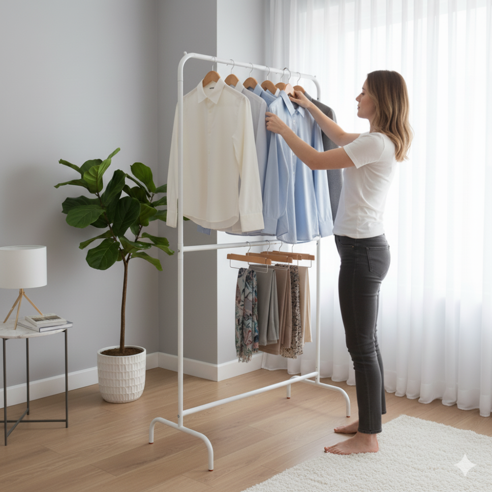 寬衣架 單桿衣架 收納 落地衣架 衣桿 雙桿衣架 單桿衣架 韓系衣架 臥室吊衣架 掛衣架 臥室衣架 加高衣架-細節圖4