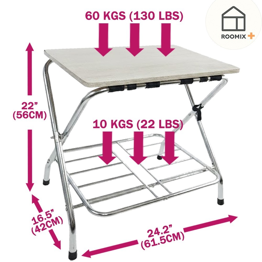 【ROOMIX台灣製】超穩耐用 折疊桌 行李架 床邊桌 露營桌 遊戲桌 小茶几 置物架 飯店民宿指定款-細節圖3