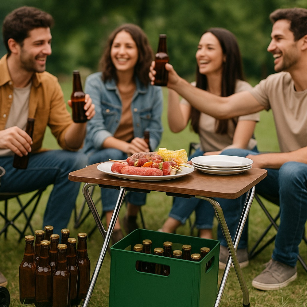 M56CR 台灣製造 二層折疊桌 多用途 行李架桌 鐵管+木板 床邊桌 筆電桌 露營戶外小桌 民宿飯店房間桌 摺疊 收納-細節圖6