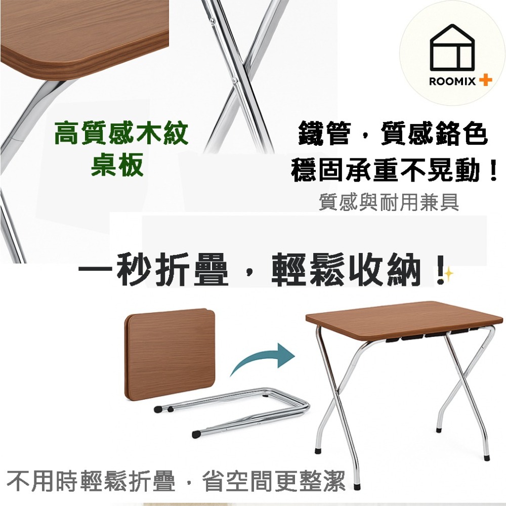 【ROOMIX】機車可載｜工業風 快組 折疊桌 露營桌 邊桌｜耐重60kg 免工具安裝 台灣製造｜便攜戶外桌 租屋桌-細節圖8