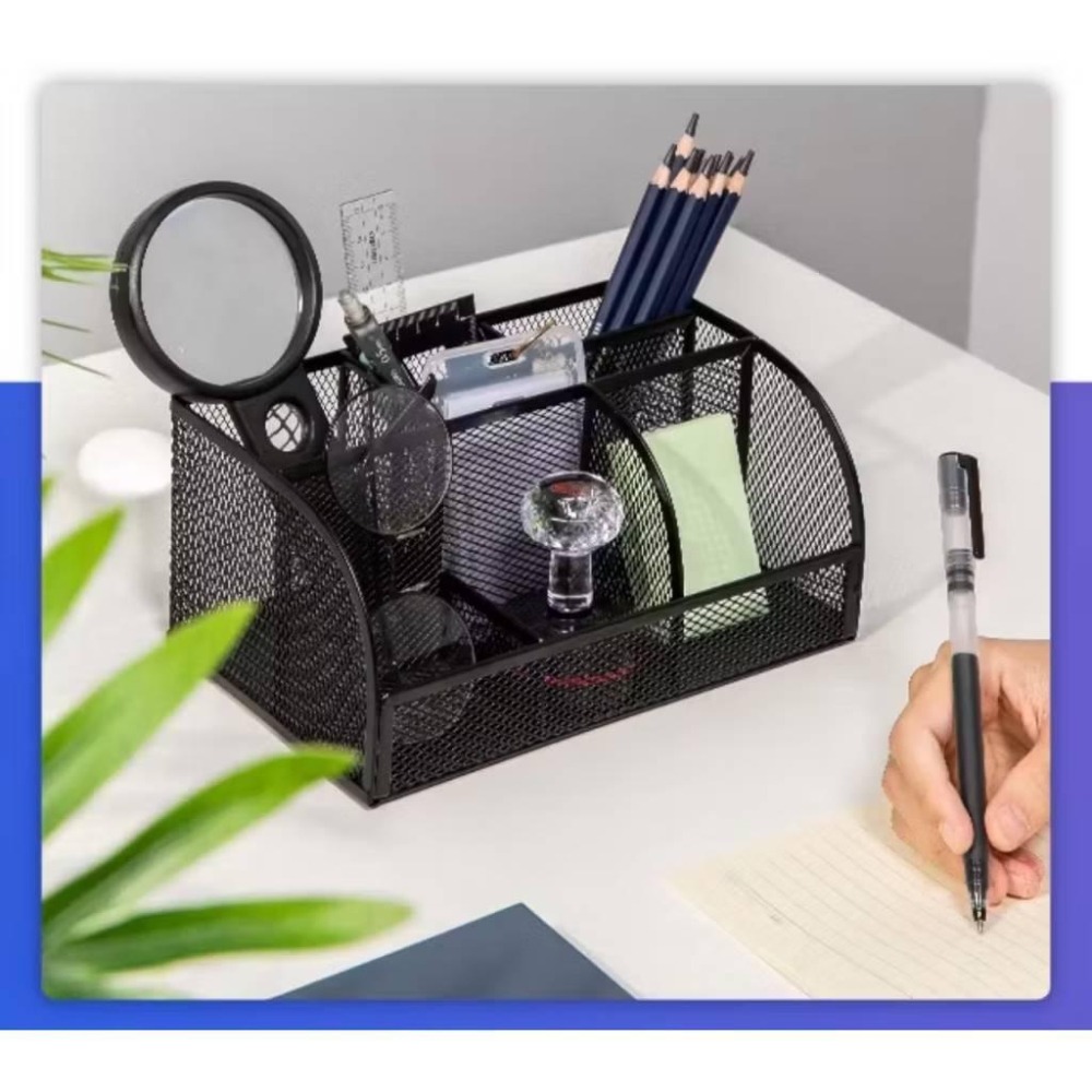 得力Deli 多功能拉網筆筒8903 收納盒 拉網收納盒 筆筒 辦公筆筒-細節圖2