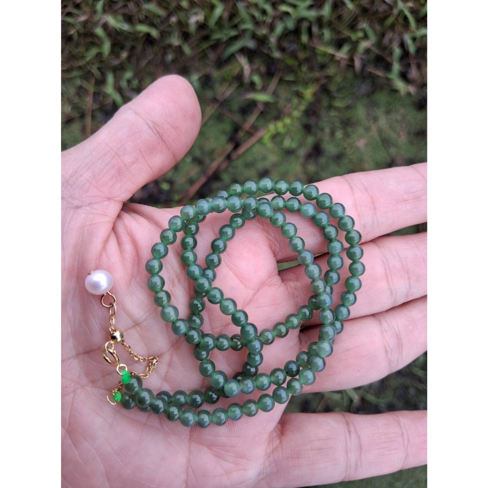 和闐新疆碧玉珠鍊 飛翾老珠-細節圖2