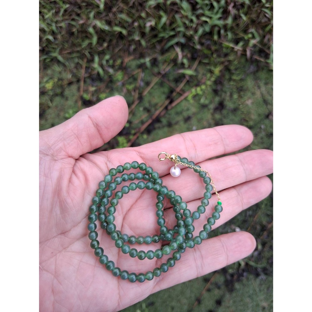 和闐新疆碧玉珠鍊 飛翾老珠-細節圖3