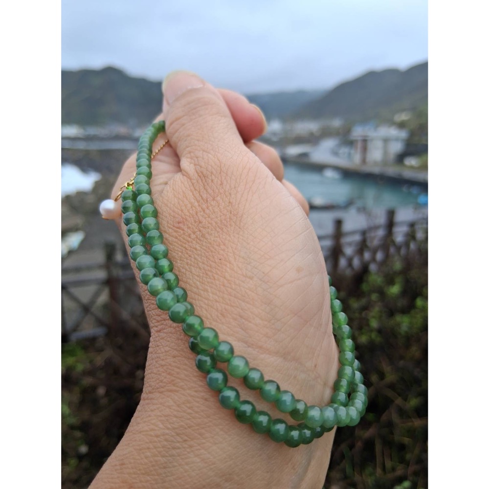 和闐新疆碧玉珠鍊 飛翾老珠-細節圖4
