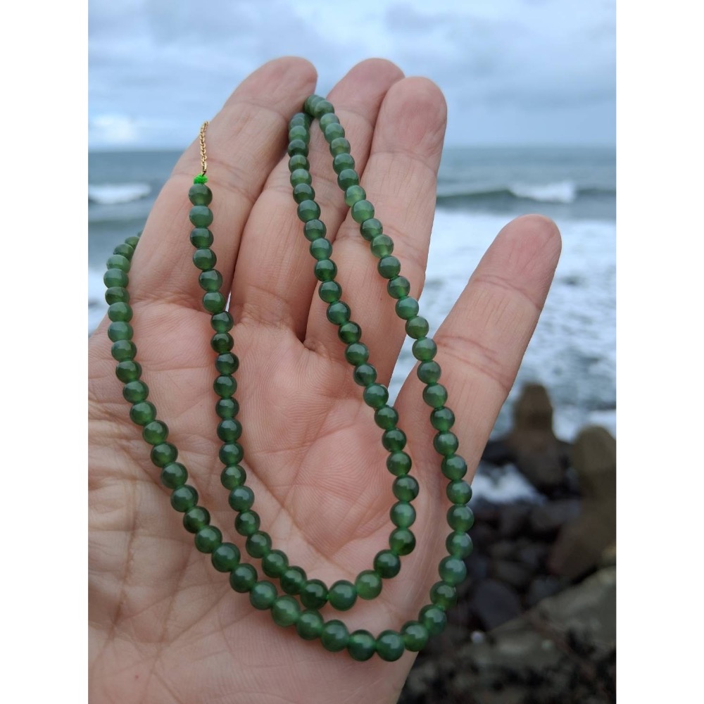 和闐新疆碧玉珠鍊 飛翾老珠-細節圖5