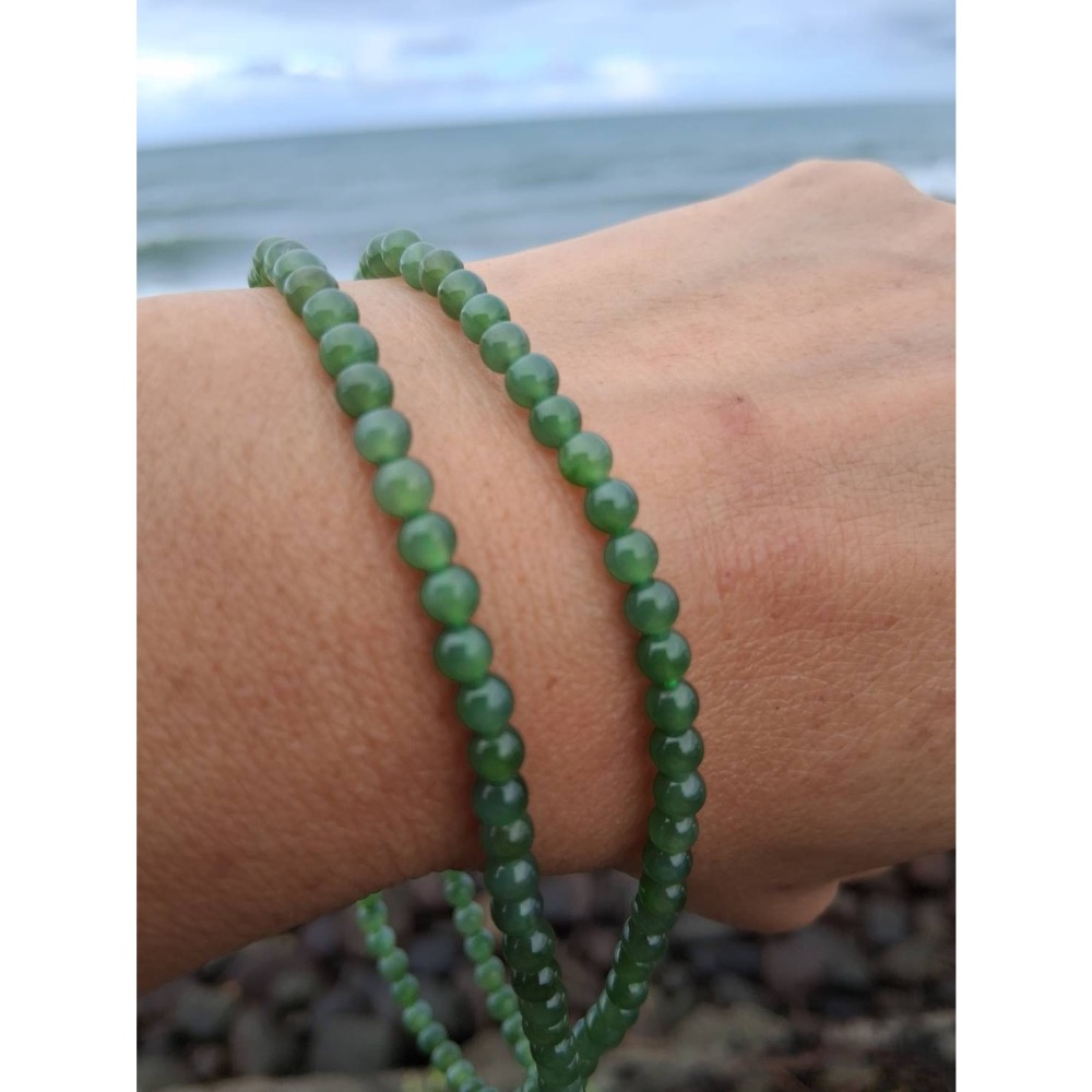 和闐新疆碧玉珠鍊 飛翾老珠-細節圖6