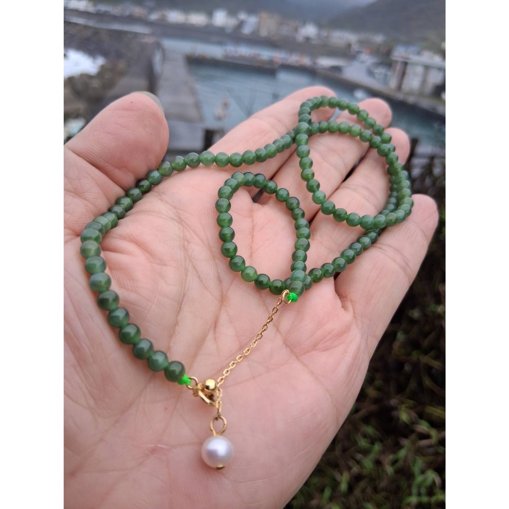 和闐新疆碧玉珠鍊 飛翾老珠-細節圖7