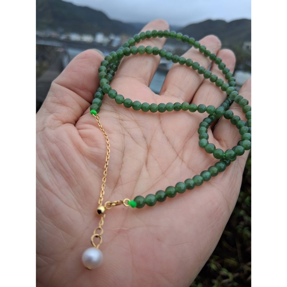 和闐新疆碧玉珠鍊 飛翾老珠-細節圖8