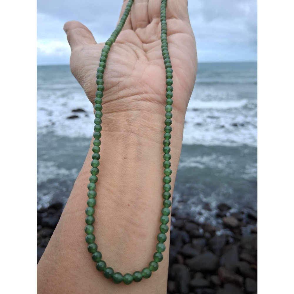 和闐新疆碧玉珠鍊 飛翾老珠-細節圖9