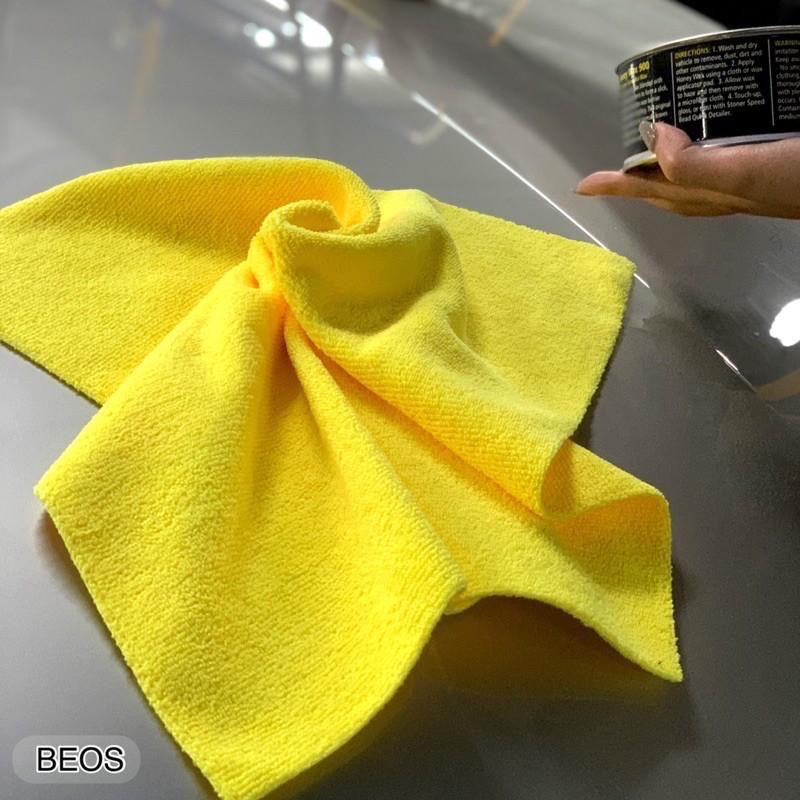 •BEOS• 40x40特級無邊擦車布 下蠟布 熱切下蠟布 無邊布洗車布 汽車美容吸水布 黃色抹布 下鍍膜布-細節圖3