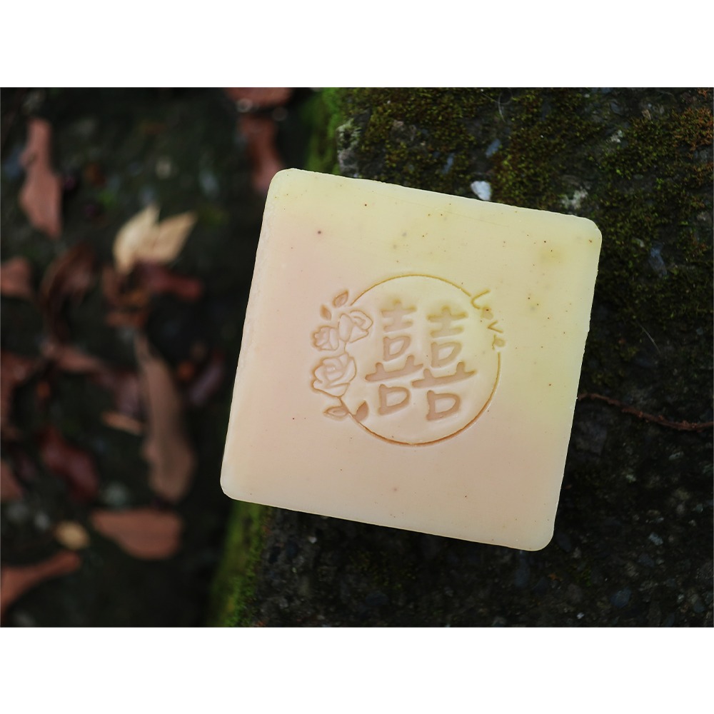 【皂章A114】囍字玫瑰 (預購) 婚禮皂章 婚禮小物 壓克力 手工皂章-細節圖3
