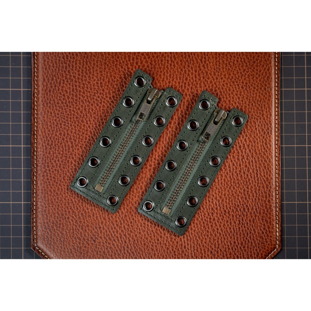 軍綠色拉鍊盤 6 7 8 孔規格(可訂製其他尺寸規格) 軍靴 憲兵靴 登山靴 免綁鞋帶-細節圖2