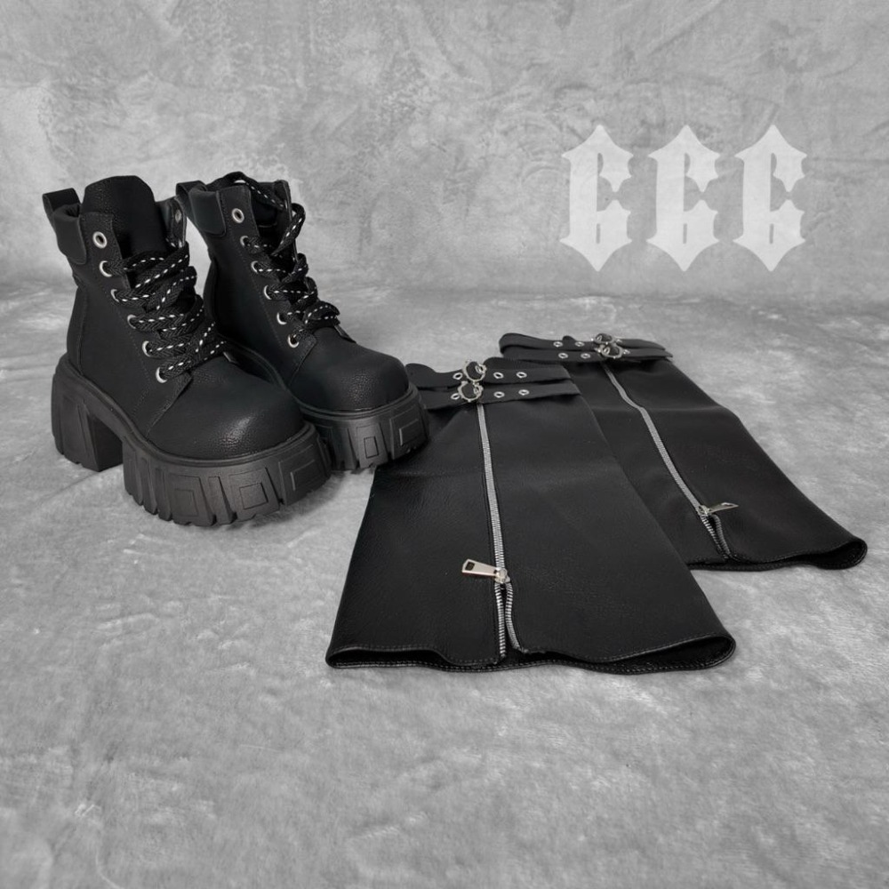 666 SHOP 「台灣出貨 預購商品」35-40碼8cm可拆卸兩穿式褲管靴馬丁靴個性小眾暗黑韓團舞團女團-細節圖9
