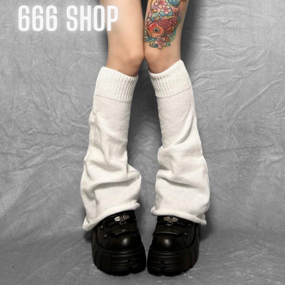 666 SHOP 「台灣現貨」闊腿顯瘦襪套JK女孩穿搭cos保暖lolita cosplay腿套黑色白色-細節圖2