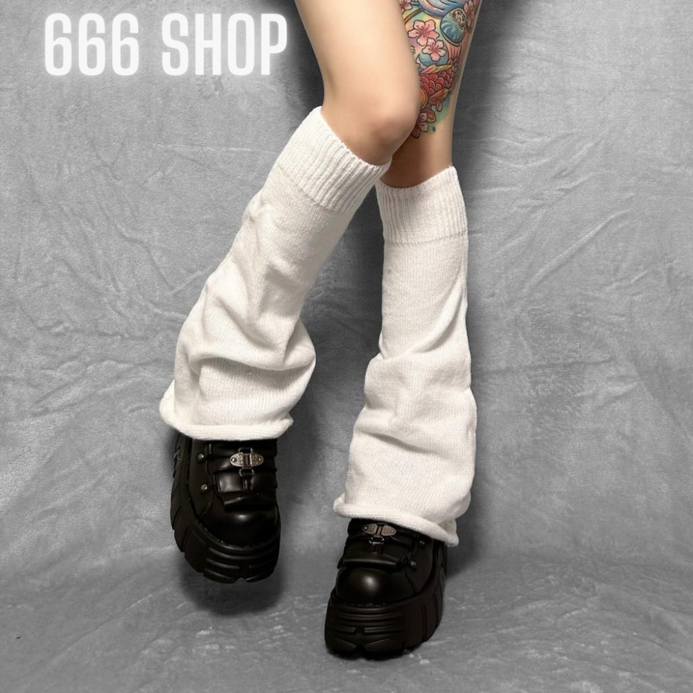 666 SHOP 「台灣現貨」闊腿顯瘦襪套JK女孩穿搭cos保暖lolita cosplay腿套黑色白色-細節圖4