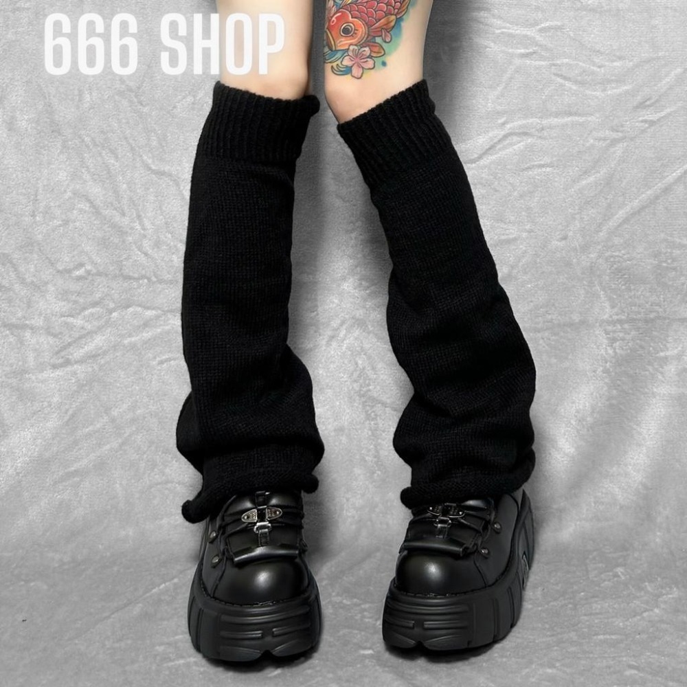 666 SHOP 「台灣現貨」闊腿顯瘦襪套JK女孩穿搭cos保暖lolita cosplay腿套黑色白色-細節圖6