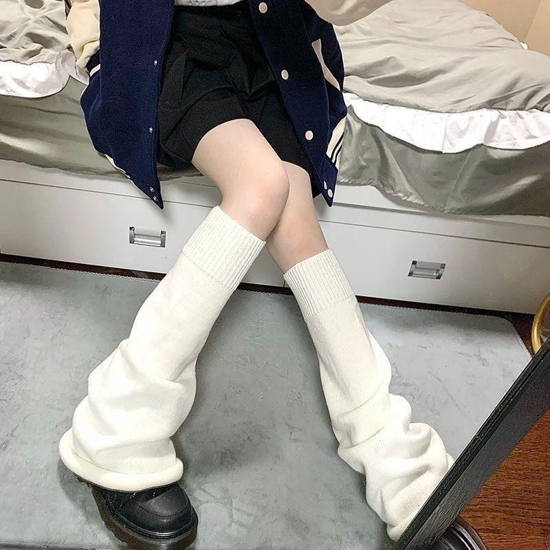 666 SHOP 「台灣現貨」闊腿顯瘦襪套JK女孩穿搭cos保暖lolita cosplay腿套黑色白色-細節圖9