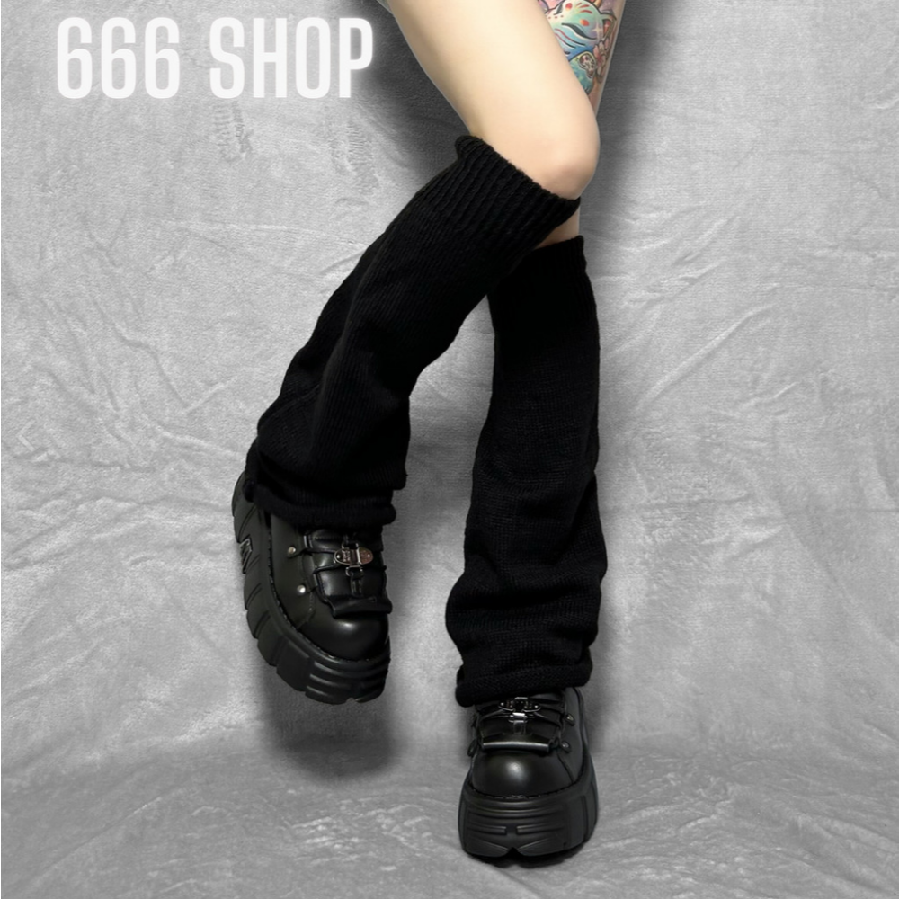 666 SHOP 「台灣現貨」闊腿顯瘦襪套JK女孩穿搭cos保暖lolita cosplay腿套黑色白色-規格圖9