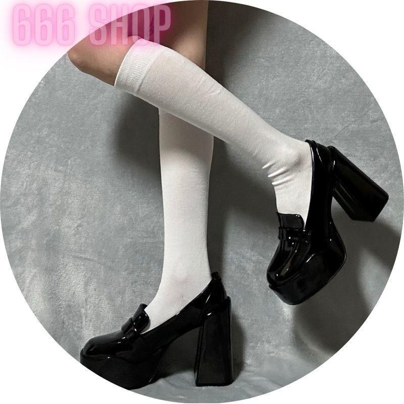 666 SHOP 「台灣現貨」百搭日系韓系素色純色中筒長襪JK堆堆襪中筒襪及膝襪襪子 女襪-細節圖3