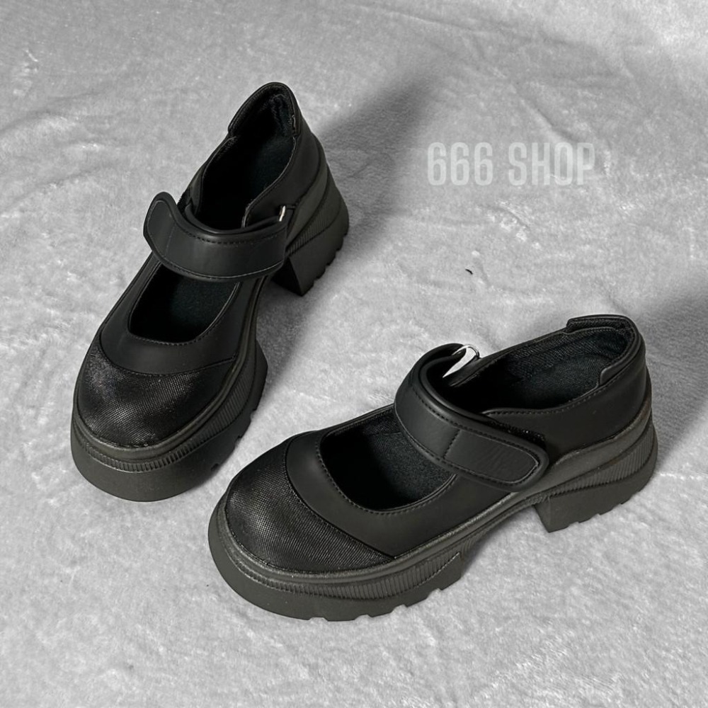666 SHOP 「台灣現貨」35-40碼7cm增高韓系魔鬼氈甜妹JK瑪麗珍復古厚底小皮鞋-細節圖5