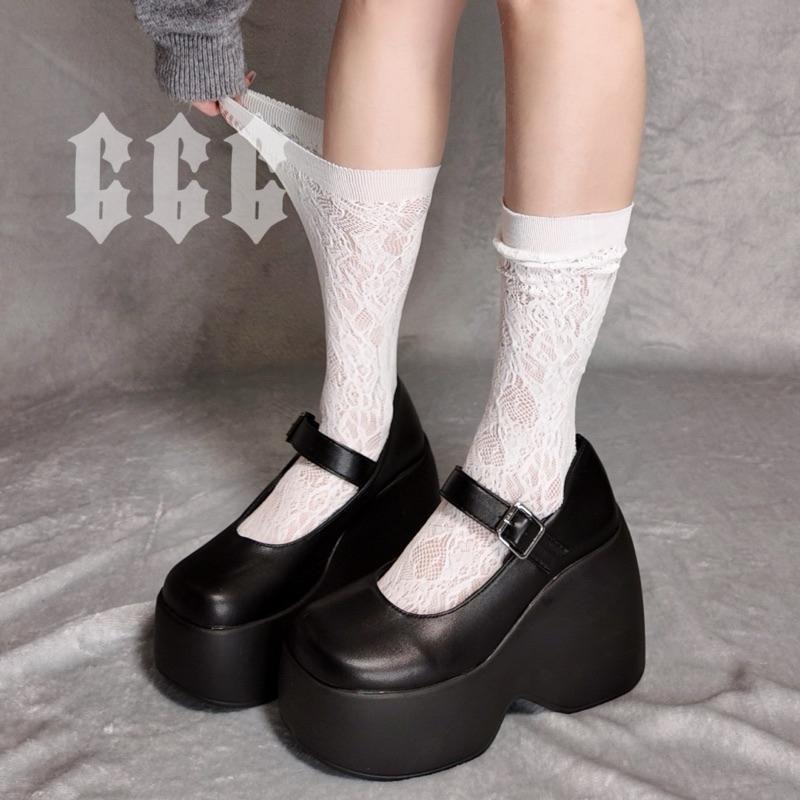 666 SHOP 「台灣現貨」36-42碼11cm歐美瑪莉珍鞋厚底個性小眾厚底鞋增高鞋坡跟大碼鬆糕鞋cos-細節圖5