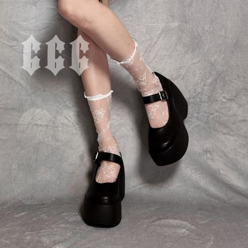 666 SHOP 「台灣現貨」36-42碼11cm歐美瑪莉珍鞋厚底個性小眾厚底鞋增高鞋坡跟大碼鬆糕鞋cos-細節圖4