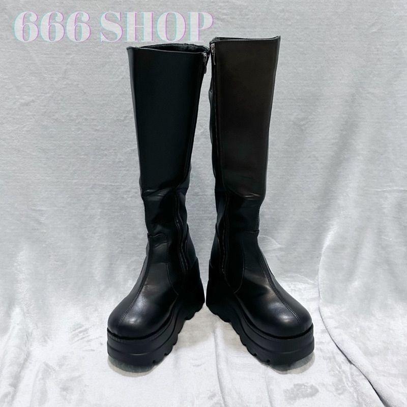 666 SHOP 「台灣現貨」歐美大碼35-43厚底側拉鍊鬆糕厚底靴朋克龐克暗黑褲帥硬妹辣妹鞋靴-細節圖6
