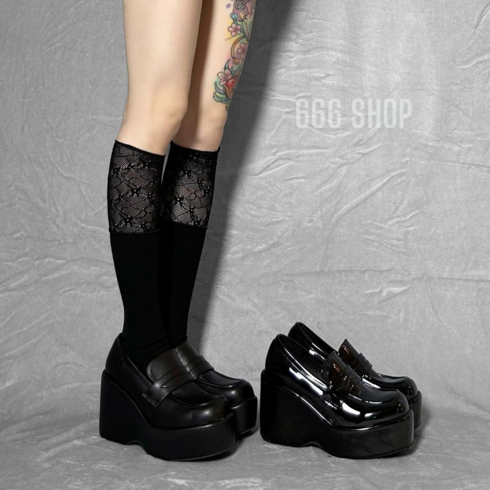 666 SHOP 「台灣現貨」35-40碼11cm英倫學院可愛酷日系厚底樂福鞋皮鞋坡跟漆皮啞光霧面鬆糕鞋-細節圖8