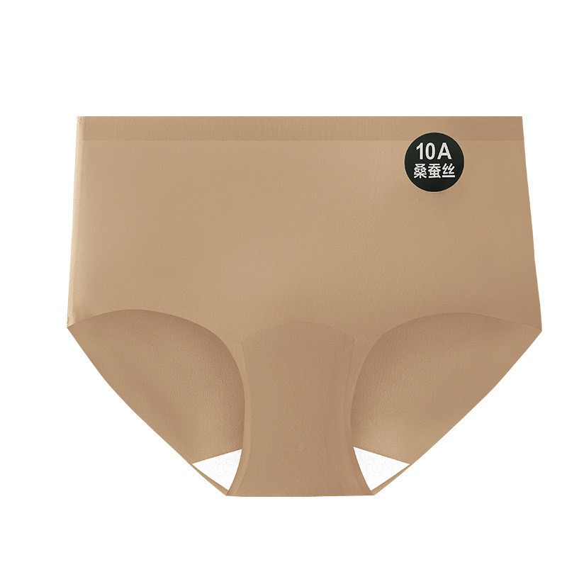 666 SHOP 「台灣現貨」10A桑蠶絲冰絲內褲女奶皮中腰無痕少女抗菌襠三角褲女士美拉德透氣-規格圖11
