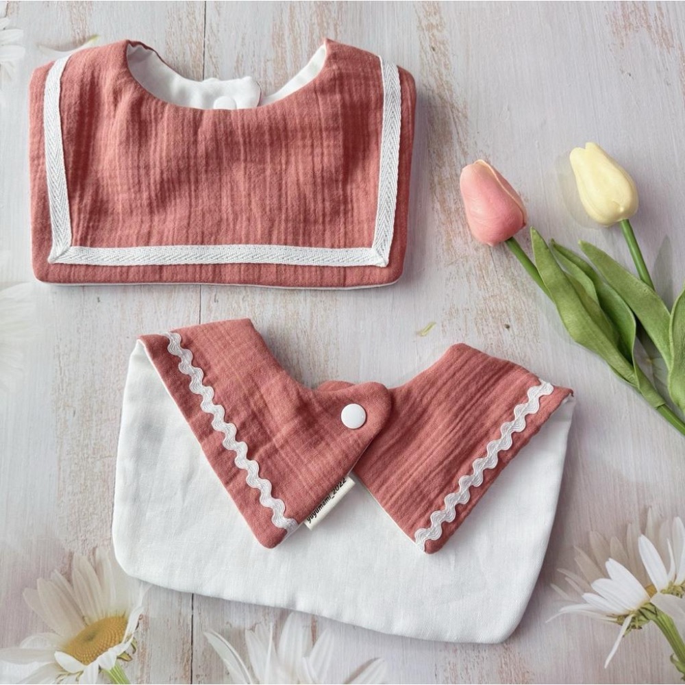 ［海軍領圍兜］珊瑚紅｜台灣製布料｜有數量皆為現貨-細節圖2