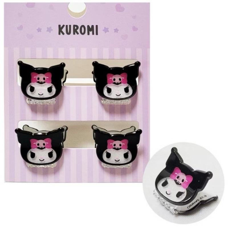 韓國🇰🇷限定 三麗鷗 大耳狗毛絨鯊魚夾 凱蒂貓 庫洛米 大耳狗 小髮夾*4一組-細節圖8