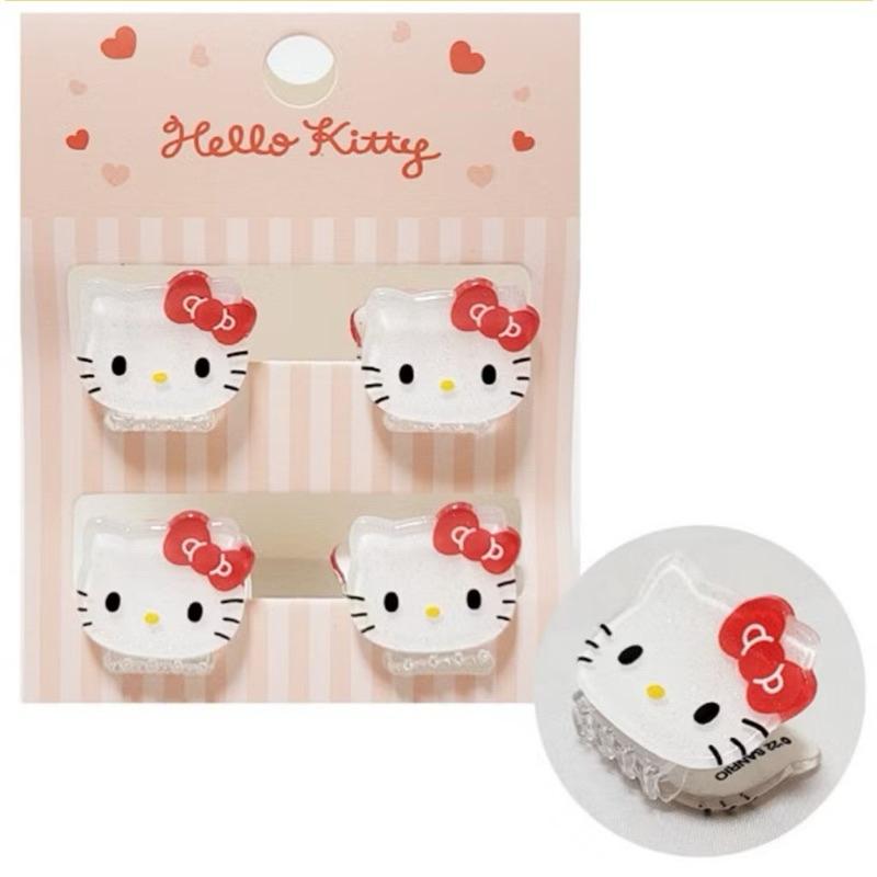 韓國🇰🇷限定 三麗鷗 大耳狗毛絨鯊魚夾 凱蒂貓 庫洛米 大耳狗 小髮夾*4一組-細節圖9