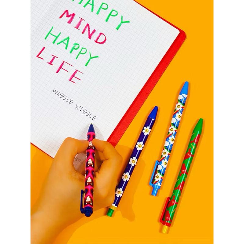 韓國Wiggle Wiggle 黑色單色原子筆/黑藍紅紫四色原子筆-細節圖2