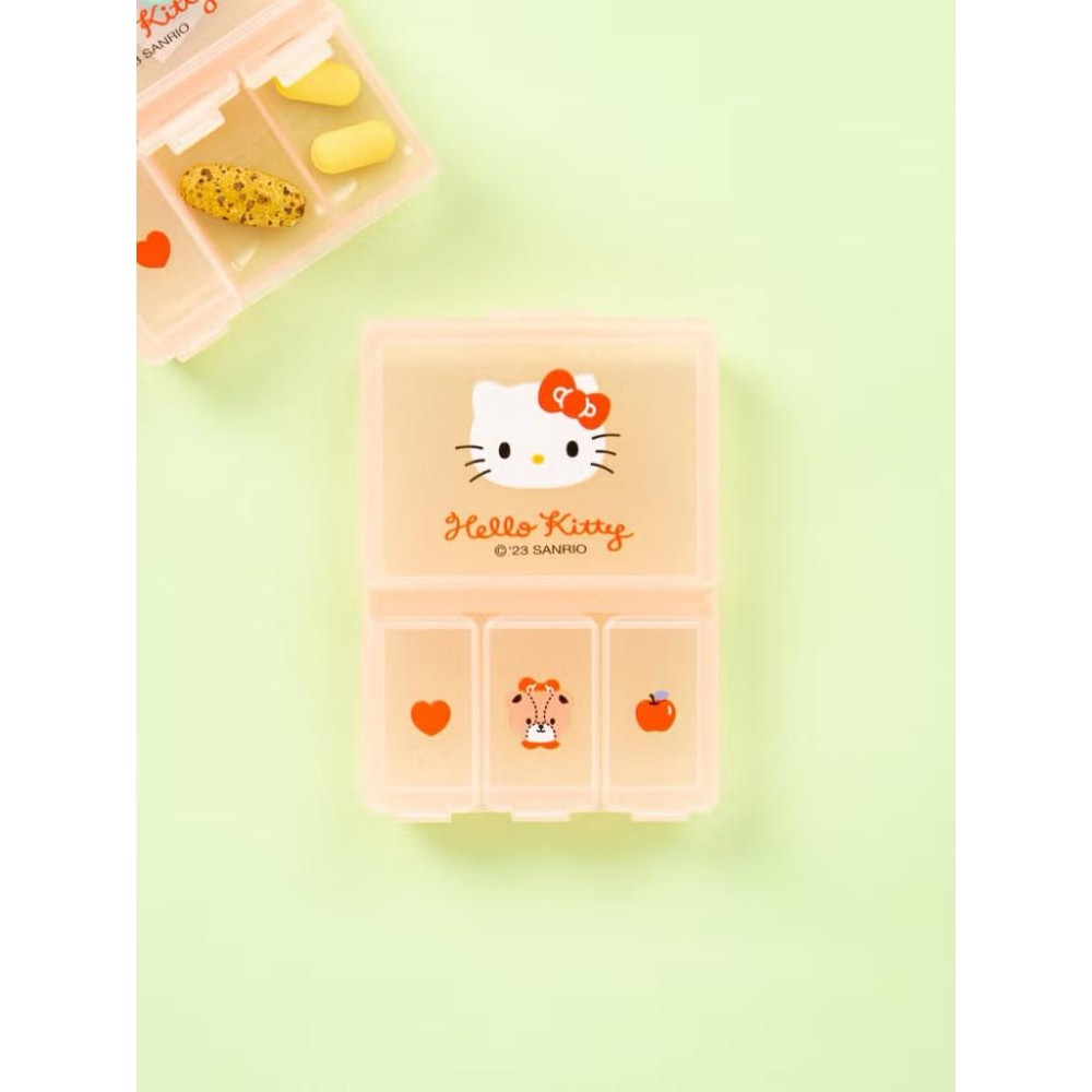 三麗鷗 美樂蒂 凱蒂貓四格收納盒 小物盒 藥盒 飾品盒-細節圖3