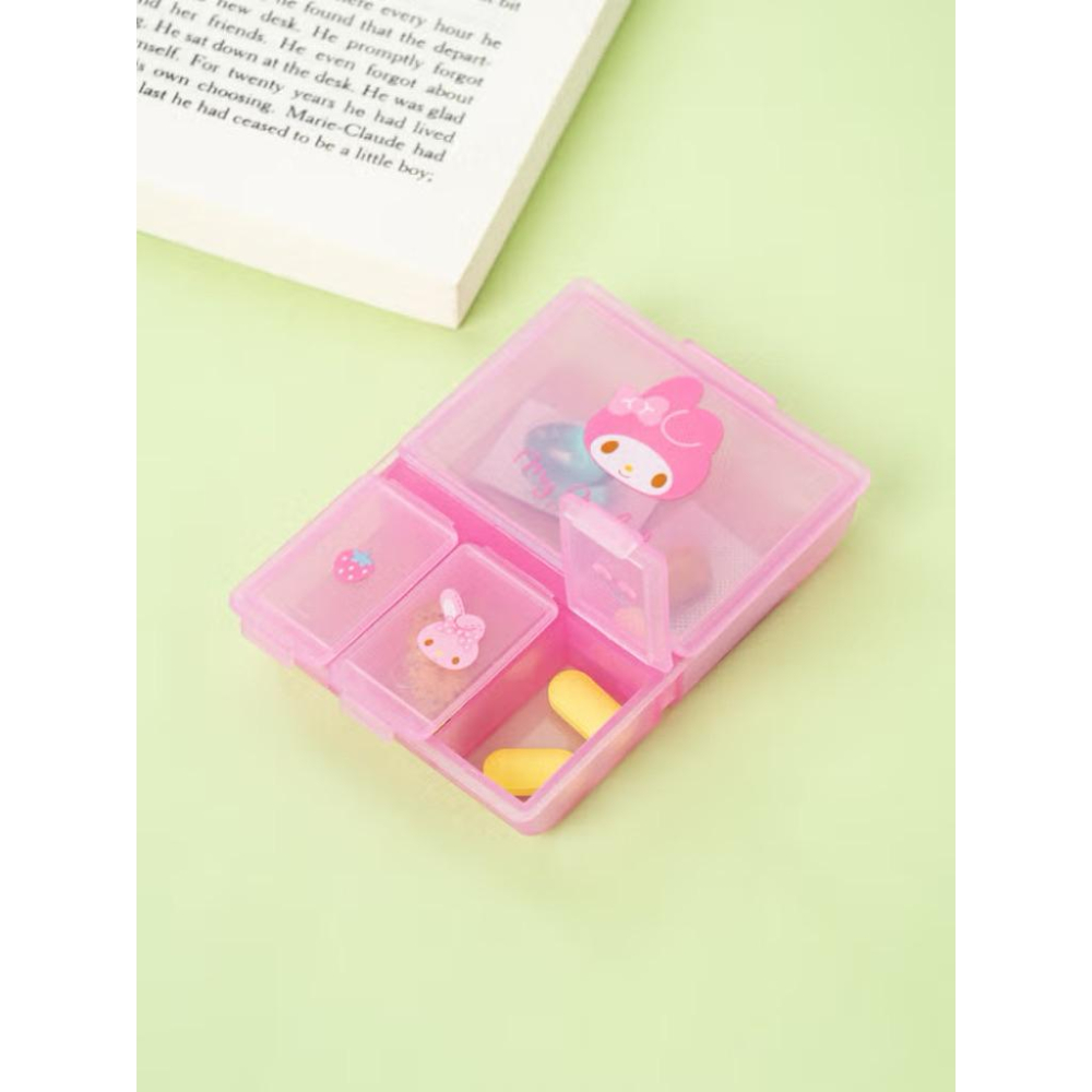 三麗鷗 美樂蒂 凱蒂貓四格收納盒 小物盒 藥盒 飾品盒-細節圖4