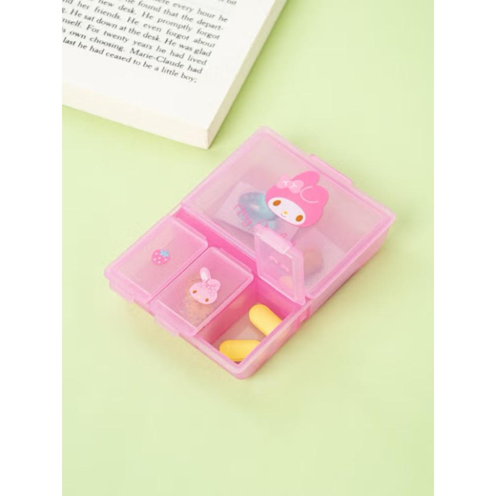 三麗鷗 美樂蒂 凱蒂貓四格收納盒 小物盒 藥盒 飾品盒-細節圖4