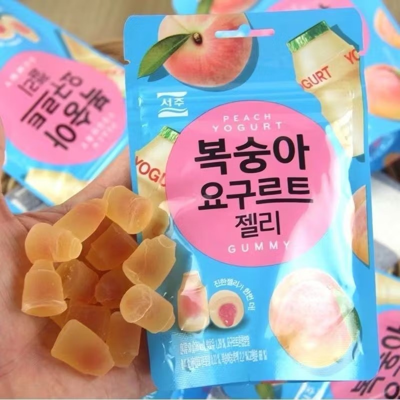 韓國🇰🇷 西洲乳酸菌軟糖水蜜桃果汁/養樂多夾心軟糖50g-規格圖3