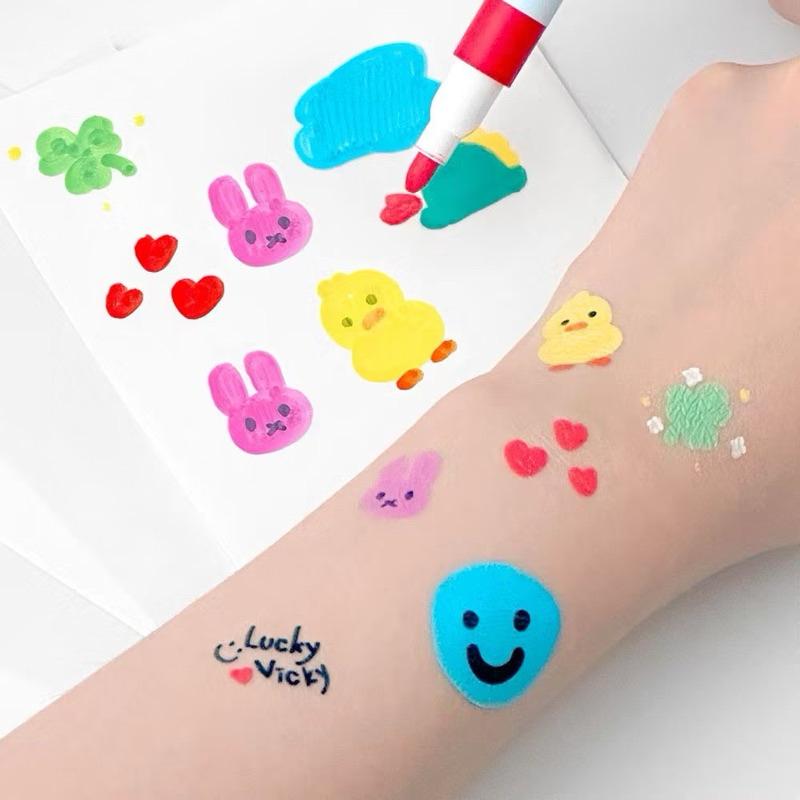 韓國🇰🇷 DIY 紋身貼圖畫筆 創意紋身貼 繪圖畫筆 8色/12色-細節圖2