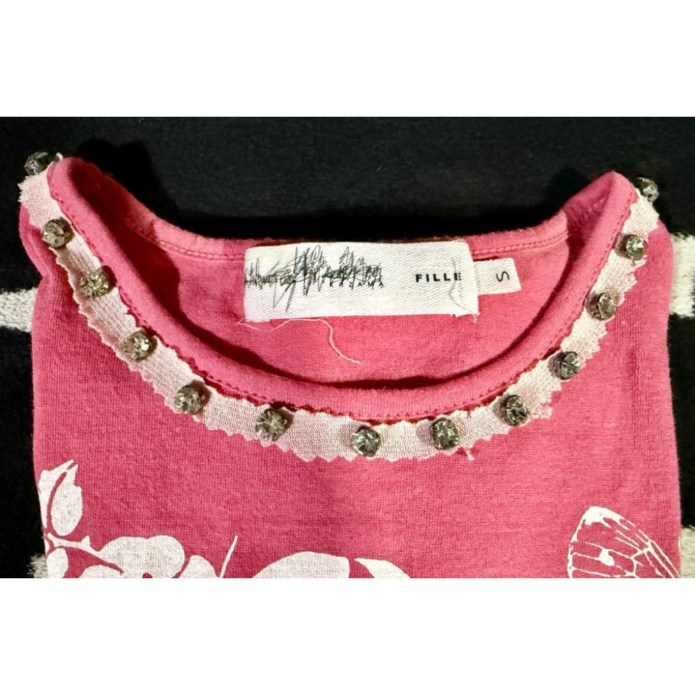 領口小鑽 粉紅色 蕾絲 t-shirt-細節圖4