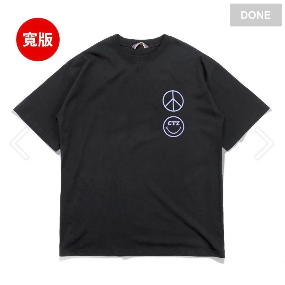 全新 woodstuck 紫色標語t-shirt 和平 符號 peace 寬版 短袖-細節圖2