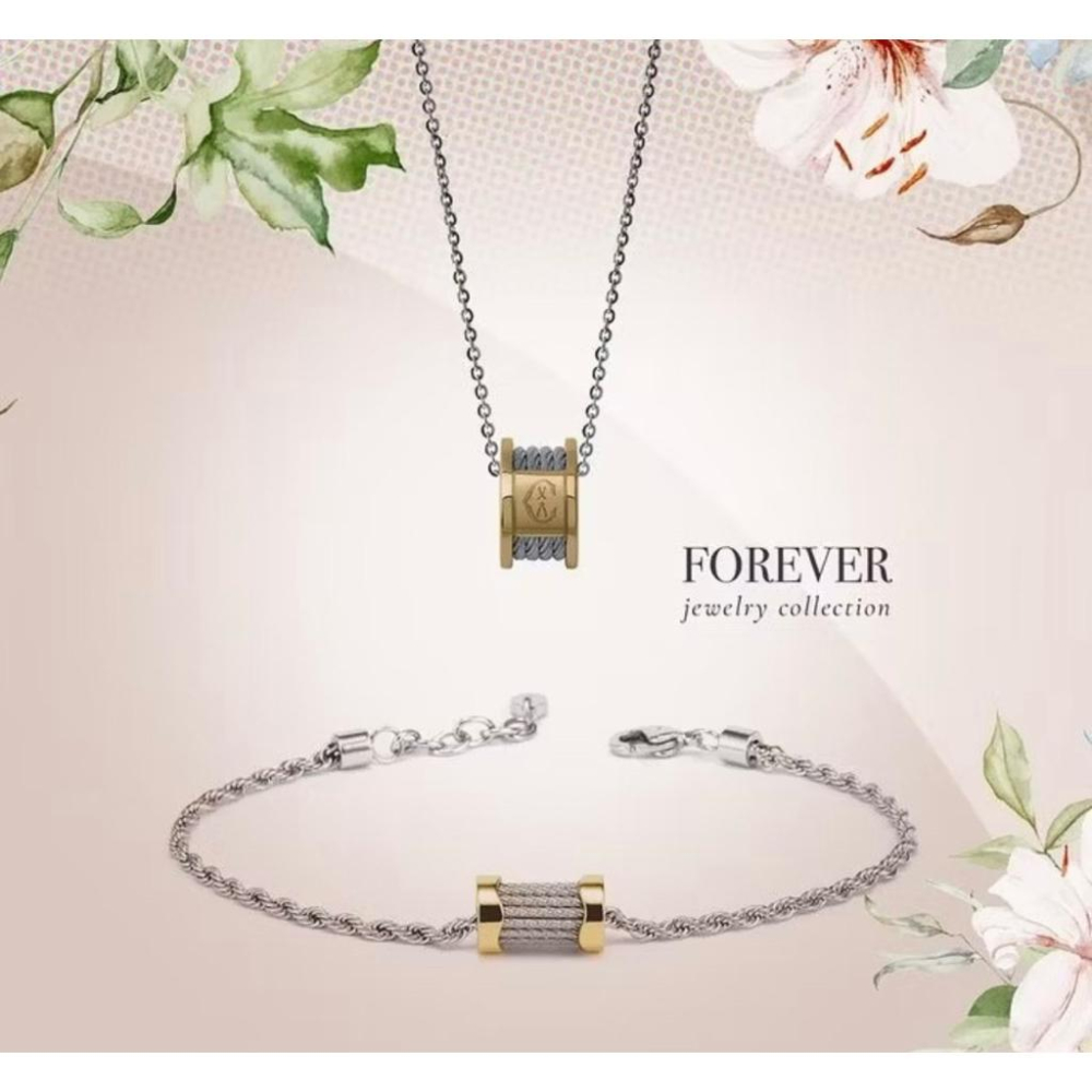 正品 CHARRIOL 夏利豪 FOREVER 永恆吊墜 鋼索項鍊 戒指 玫瑰金 忠孝sogo購買-細節圖2