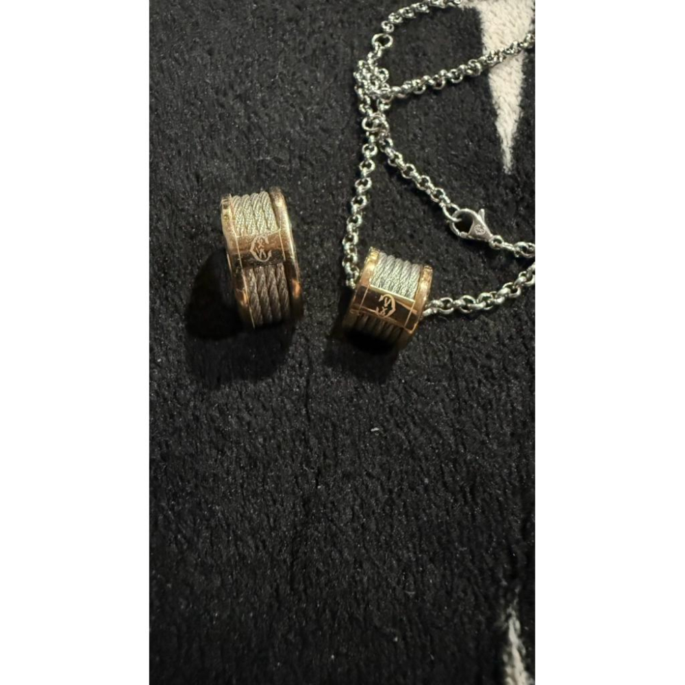正品 CHARRIOL 夏利豪 FOREVER 永恆吊墜 鋼索項鍊 戒指 玫瑰金 忠孝sogo購買-細節圖3
