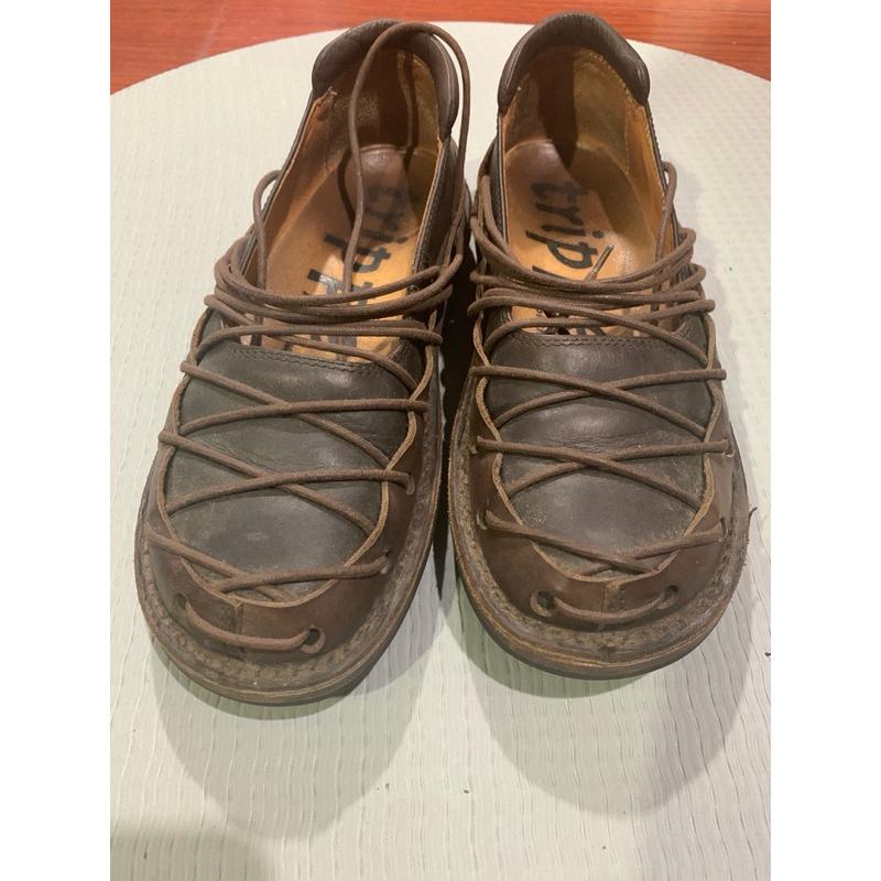 正品 trippen SHOEX 咖啡色綁帶鞋 皮鞋 蟑螂鞋 鞋側標37 24cm-細節圖3